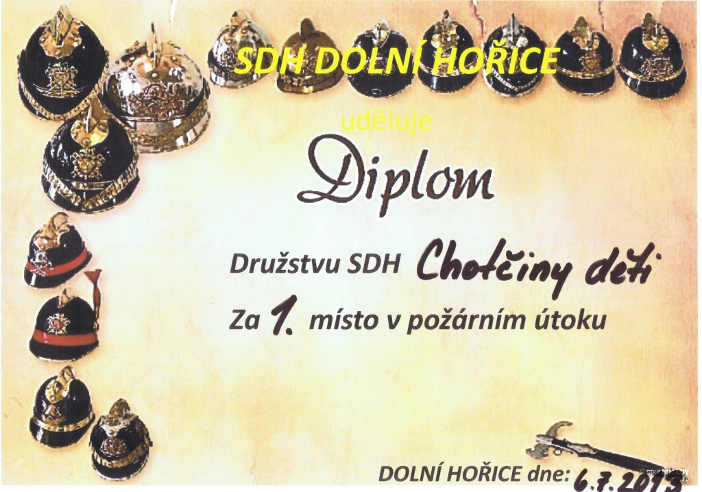 2013 Dolní Hořice (pohár) diplom děti