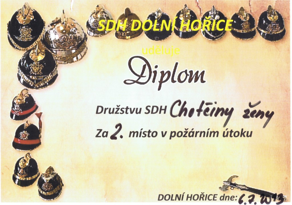 2013 Dolní Hořice (pohár) diplom ženy