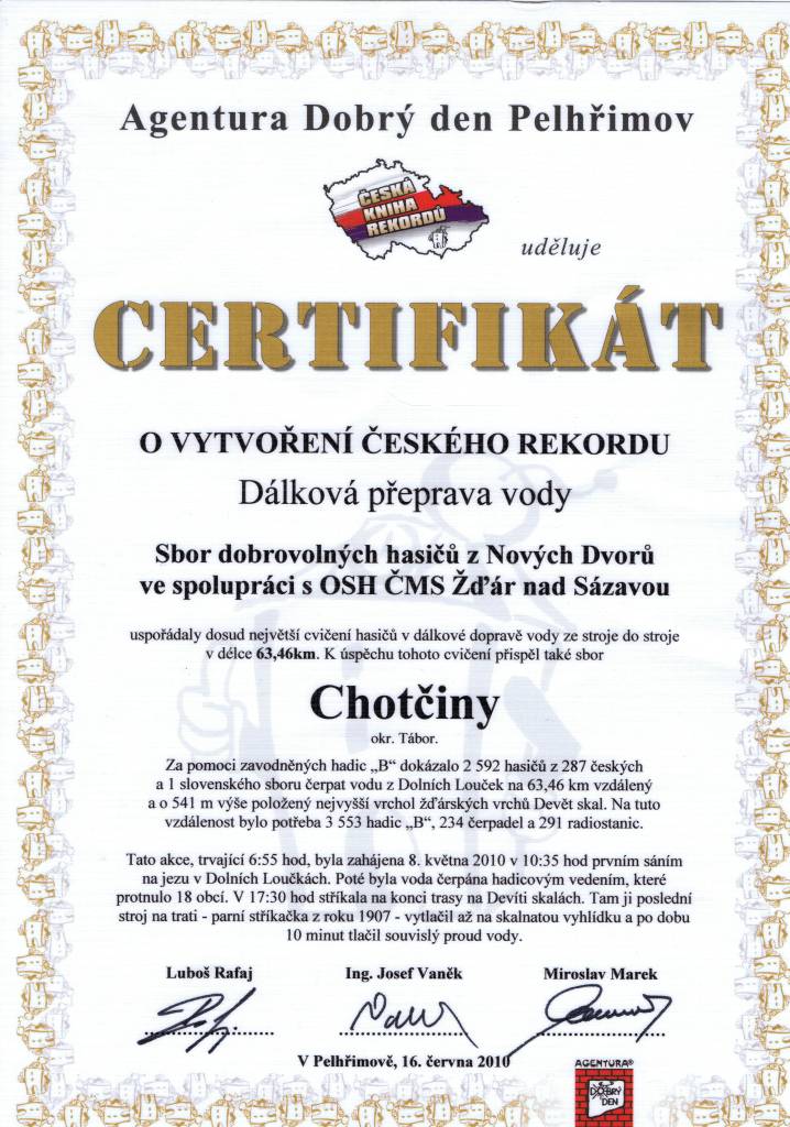 2010 certifikát o rekordu